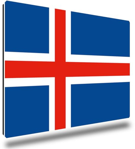 TRIOSK Kühlschrankmagnete Länderflaggen Magnet Flagge Island Reise Souvenir Geschenk für Reiseliebhaber Weltenbummler Kühlschrank stark eckig groß 85x55 mm