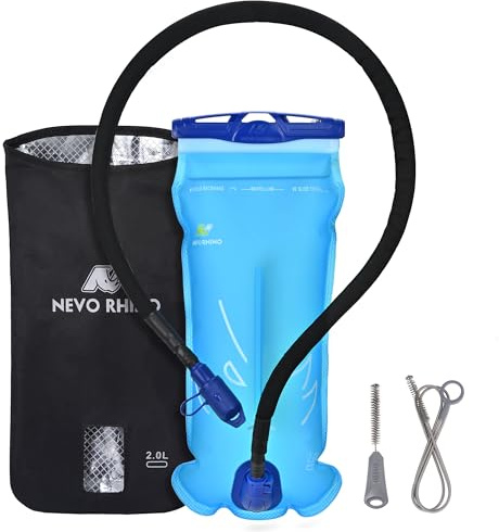 N NEVO RHINO Hydration Bladder 2L with Bladder Insulator, Water Bladder for Hiking Backpack, Leakproof Water Pouch, BPA-Free Water Reservoir Hydration Pack for Hiking Running Camping Cycling Skiing