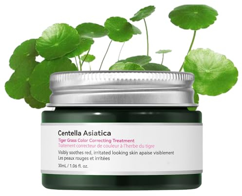 Tiger Grass Colour Correcting Cream, Green Cream For Redness, Colour Corrector For Face, Anti-Redness Treatment, Hydrating Moisturiser, Balance Skin Tone, Pore Minimizer, Soothing Daily Care