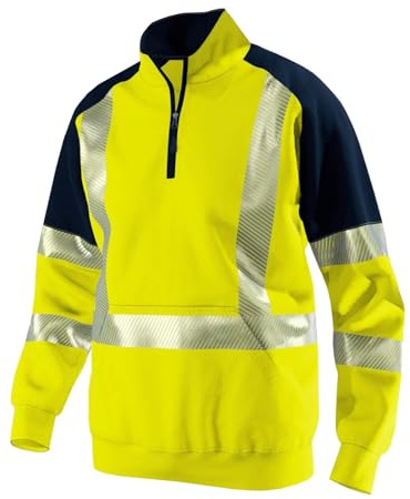 RUMAOZIA Sudadera de alta visibilidad para hombre con cremallera cuarta chaqueta de alta visibilidad otoño invierno chaqueta de advertencia contraste reflectante suéter a prueba de viento cálido