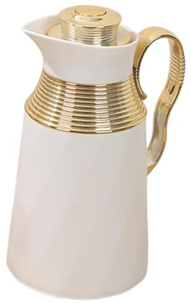 MotiveTech 1000ml Insulated Arabic Thermal Jug, Versatile And with Handle, Ideal for Camping, Tea And Coffee, White
