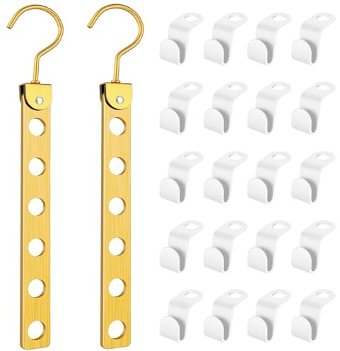 BITEFU 2 Stück Kleiderbügel Platzsparend, Platzsparende Kleiderbügel mit 20 Stück Kleiderbügel Haken für Kleine Räume, Reisen, Zuhause, Wohnungsfreundlich