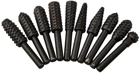 10 limas giratorias eléctricas de 14 vástagos para carpintería, 10 piezas de vástago de metal de plástico con escofina giratoria eléctrica, cabezal de molienda tallado utilizado para moler