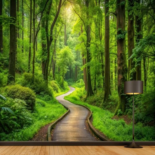 Daesar Wandbehang Natur, Wandteppich 150x130 mit Motiv Grün Wald und Pfad Tapestry Wall Hanging Wandtuch Kinderzimmer Schlafzimmer Wanddeko