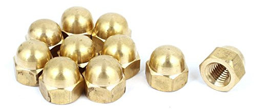 sourcing map Eichel Sechskant Hutmuttern - 10stk. M12 Hutmuttern Messing Sechskant Dekorative Hutmutter für Schrauben Bolzen Messing Ton