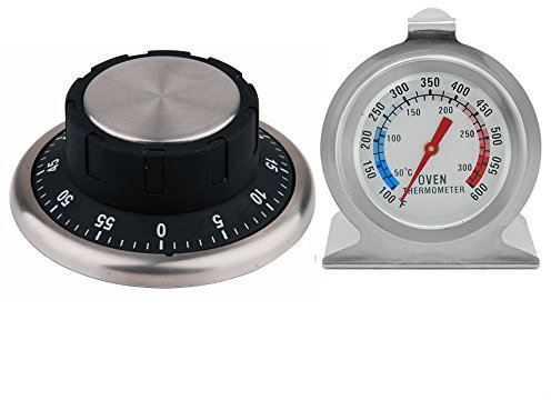 2 60 Minuten mechanische Küche Timer Edelstahl Kunststoff Shell mit Ofen Thermometer Kit
