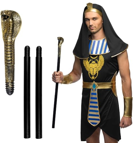 Boland 00798 - Schlangen Zepter, 3-tlg, ca. 82 cm, Kostüm Zubehör für Karneval, Mottoparty und Halloween, Accessoire für Voodoo oder Afrika Verkleidung, Schwarz/Gold