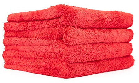 The Rag Company Eagle Edgeless 500 - Panno professionale per detailing, in microfibra coreana, miscela 70/30 morbidissima, 500 g/m², 40,6 x 40,6 cm, confezione da 4, colore: rosso