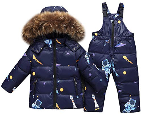Odziezet Snowsuit da Unisex Bambini Tuta da Sci Piumino Trapuntato + Salopette 2 Pezzi Tutone Inverno 0-3 Anni