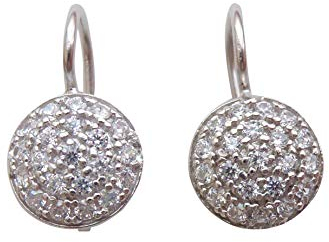 Zirkonia-Ohrringe Sterling-Silber 925-er leicht glitzernd rund Klappbügel Brisur Jugendstil elegant klassisch glänzend Geschenk Handarbeit Italien