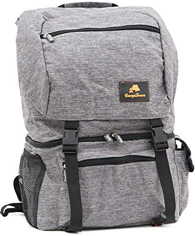 CampFeuer Rucksack mit Kühlfach | grau | 20 Liter Isoliertasche für BBQ, Camping, Strand und Outdoor Aktivitäten | Lunchtasche für Job und Schule | Picknicktasche, Kühltasche, cool Bag