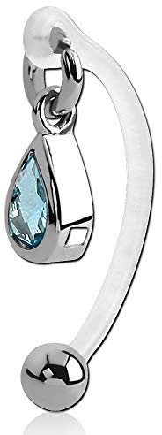 viva-adorno Intimpiercing KVV Christina Bioflex Piercing Banane Kristall Tropfen Anhänger Bauchnabelpiercing Z550, aqua