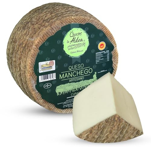QUESOS LA ALDEA | Queso Manchego Curado de Oveja Artesano de Origen D.O. | Queso Gourmet Español 0.75 kg | Perfecto para Packs Regalo de Quesos gourmet, Cesta y Regalo Gourmet | Queso Curado