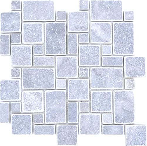 Carreaux de mosaïque en pierre naturelle - Gris clair mat - Pour mur de cuisine, salle de bain et douche - 1 tapis