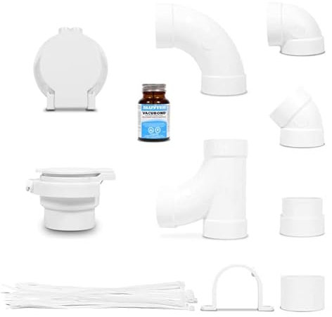 Générique Kit 1 Prise de Service/Garage avec Coudes et Colle pour aspirateur centralisé (sans Tubes) - Compatibles Toutes Marques Aspiration Centralisée - Garantie 2 Ans