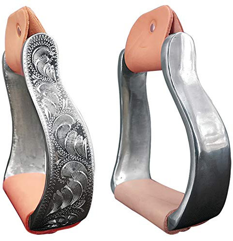Sicherheits-Steigbügel für Sattel - Aluminium-Steigbügel im westlichen Stil, mit Rindsleder umwickelt. Strapazierfähige, Geschnitzte Western-Aluminium-Steigbügel, Geschenkbox
