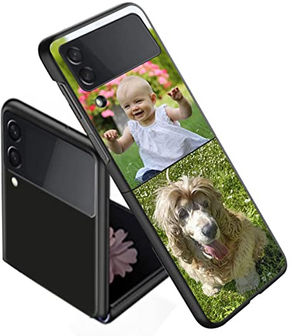 CXKJ Black Personalisierte Schutzhülle für Samsung Galaxy Z flip 4 (6.70 Zoll),mit Eigenem Foto Bild Text Individuelle Schutzhülle,PC Handyhülle Ultra-dünne Stoßfestigkeit Case