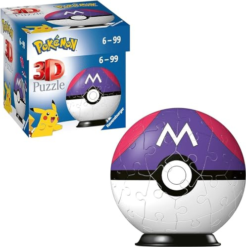 Ravensburger 3D Puzzle-Ball Meisterball - Puzzle ab 6 Jahre | 54 Teile, Schwierigkeitsgrad 1/5, Durchmesser: ca. 7,5 cm, Ohne Klebstoff
