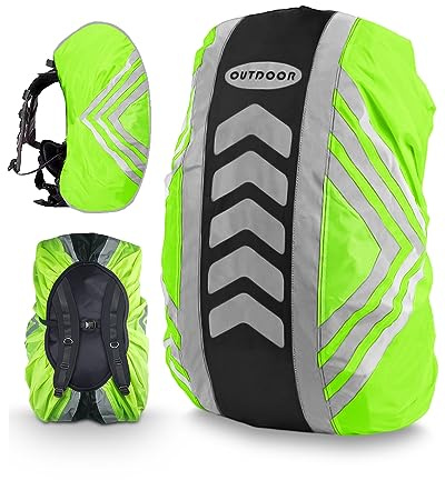 Waterproof Backpack Cover, Large Reflective Backpack Waterproof, Rucksack Cover Waterproof with 2 Buckle Strap, High Visibility Rain Waterproof Bag Cover for Outdoor Hiking, Father Day Gifts, M 40L
