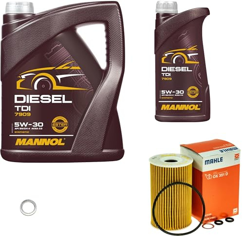 Inspektionspaket 6L MANNOL 5W-30 für Accent IV Stufenheck i30 Kombi Coupe | Motoröl MANNOL Diesel TDI 5W-30 Ölfilter Dichtring