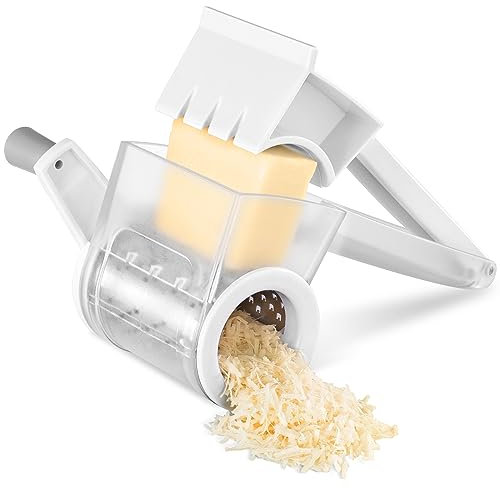 GDL Parmesanreibe, Kompakte Käsereibe mit Kurbel für die Küche, Spülmaschinenfeste Trommelreibe mit Edelstahlklinge für Käse, Nüsse, Schokolade und mehr., PS-302A