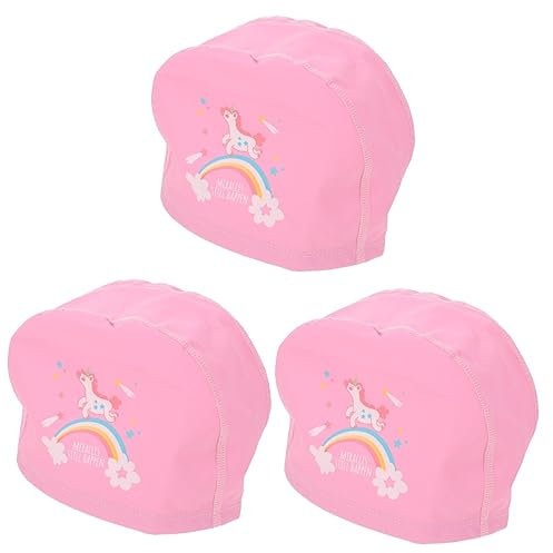 BESPORTBLE 3St Schwimmkappe für Schüler Badekappe für Kinder 6-14 Einhorn-Badekappe Duschhauben Badekappen Schwimmbadkappe niedlich Schwimmhaube Ohrenschützer Mädchen Polyester