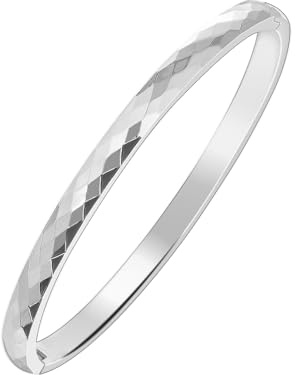 MILAKOO 4mm Damen Armreif Edelstahl Schmuck Damenarmbänder Glatt Poliertes Armband Polygonale Reflektierende Oberfläche(Silber)