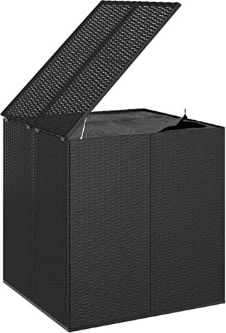 Tidyard Garten Kissenbox Gartenbox Aufbewahrungsbox Auflagenbox Sitztruhe Garten-Auflagenboxen PE Rattan 100x97,5x104 cm Schwarz