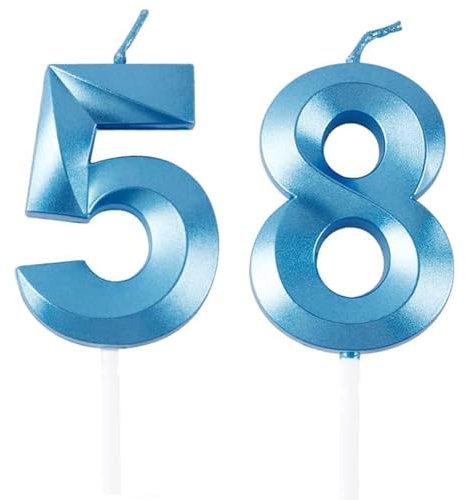 Candele di compleanno con numeri 58/85, candele di compleanno blu, candele a forma di numero, decorazione per torte 3D, decorazione per feste di compleanno, matrimoni, feste aziendali, anniversari,