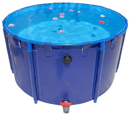 Oberirdischer Fischteich aus Segeltuch, runder, zusammenklappbarer Wasserspeichertank aus PVC ohne Rahmen, Reservoir aus Plane für den Außenbereich zur Gartenbewässerung und Koi-Zucht (3 x 3 x 1 m)