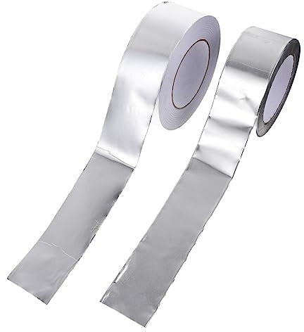 VILLCASE 2rolls Heat Resistant Aluminum Foil Tape Adhesive Foil Tape for Kitchen Metal Plastic