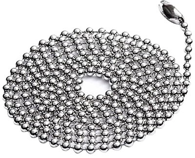 SHINEOFI Stainless Steel Dog Tag Bead Chain Necklace Military Style Long Ball Chain Metal for Accessories