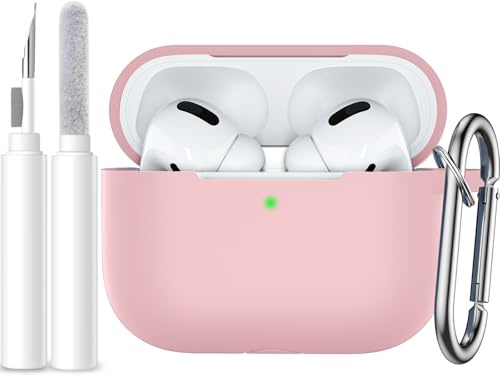 Easuny Compatibile con Custodia AirPods PRO 2, Antiurto Silicone Protettiva Cover Compatibile con Apple AirPods PRO 2nd 1st Generation Case, LED Visibile, con Moschettone&Kit di Pulizia - Rosa