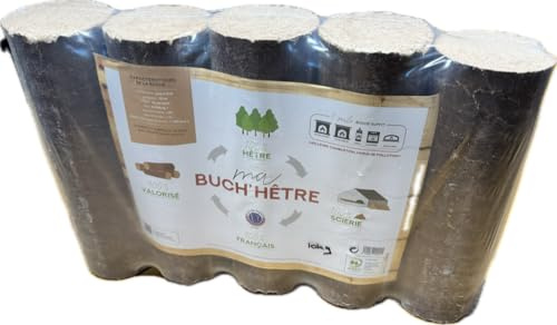 Celtic Timber Round Hardwood Heat Logs - 10kg/Pack Briquettes for Wood Stoves & Fireplaces - Dense, Long-Burning Fuel with Low Ash, 2-Hour Burn Time - Includes Oak, Beech & Ash Blend - 2 Packs