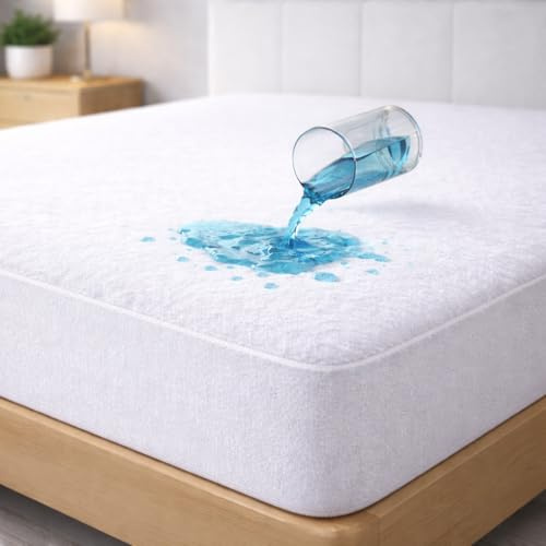 Degrees Home Ecopur Protège-Matelas imperméable et Respirant sans Fermeture Éclair 160 x 190/200 cm Tissu éponge 100% Coton