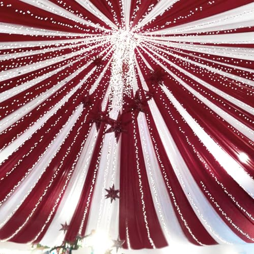 4 Panels Burgundy Ceiling Drapes for Wedding Ceiling Drapes 5ftx30ft Wedding Arch Draping Fabric Sheer Curtains Voile Chiffon Drapery Draping Decorations for Party Ceremony Stage