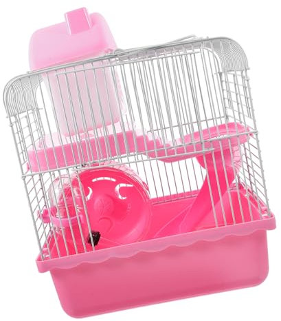 VANZACK Doppelstöckiges Hamsterversteck Zwerghamsterkäfig Hamsterhaus Kleiner Mäusekäfig Für Hausmäuse Rattenkäfig Mit Auslauf Platz Für Aktivitäten Beisssicher Für Kleine Haustiere