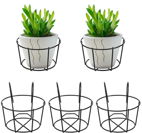Abaodam Porta Vasi Da Balcone Rotondo Appeso in Ferro 6.3X5.1X3.5 Pollici Scaffale Per Piante Pensili Ideale Per Ringhiere E Spazi Esterni Giardinaggio