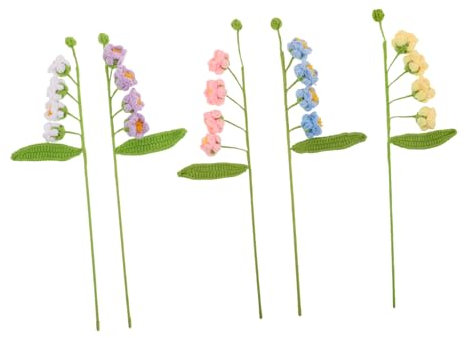 Bouquet di Mughetti Artificiali Lavorati a Maglia 5 Pezzi per Decorazione