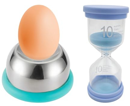 LINTRA Eierstecher Eipicker, Edelstahl Eierpikser, Robustes Eierstecher für Rohe Eier mit 10-Minuten-Sanduhr, Eierpflücker Eieranpiekser für Haushalt, Bar, Restaurant