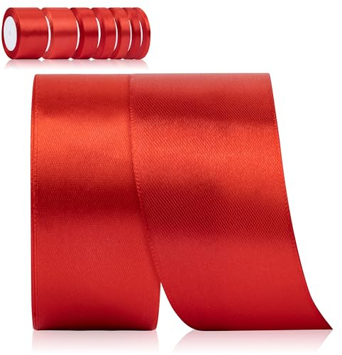 Foshird Satinband Rot 40mm x 22m Geschenkband Breit Schleifenband Hochzeit Polyester Bänder zum Basteln Dekoband für Geschenkverpackung Geburtstag Weihnachten DIY