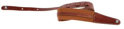 Cintura per chitarra GEWA serie Prestige, vera pelle, larghezza 65 mm, lunghezza 103-139 cm, chiusure di sicurezza - cromo, sabbia asciutta/marrone - marrone medio/marrone, fatto a mano in Europa