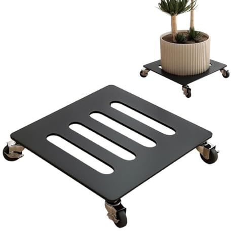 YCKEGEW Vassoio con Rotelle per Vasi da Fiori,Trasportatore per Vasi da Fiori, Scaffale in Metallo per Vasi da Fiori Traspirante,Base Mobile Quadrata per Vasi da Fiori(Black,40x40cm)
