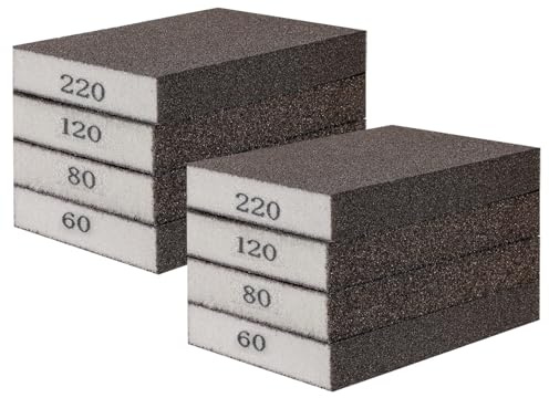 Sanding Blocks 8pcs Sanding Sponges Sandpaper for Wood Sanding Pads Sandpaper for Walls 60 80 100 120 Grits Sanding Sponge Sandpaper Block for Metal Polish Paint Furniture