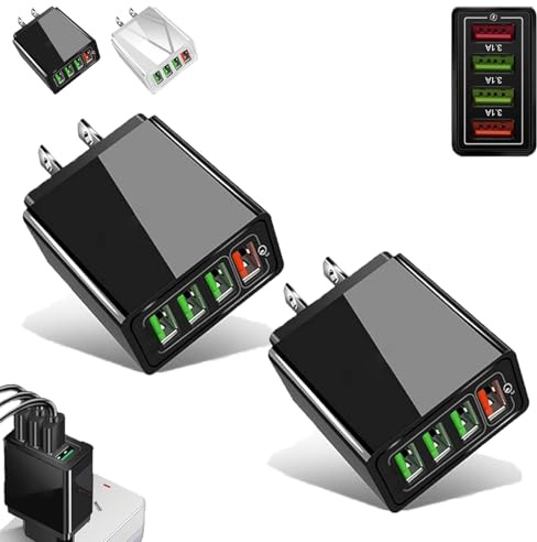 Hyper Charge Pro, Hyper Charge Pro Charger, for Iphone and Android, 4-Port Quick Charge 3.0 Hub with Temp Control & Fast Charging, Suitable for Mobile Phones, Laptops, Tablets (2PCS * Black)