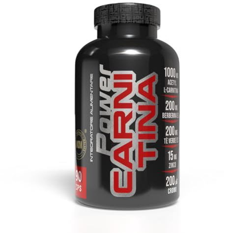 Net Integratori Power Carnitina 90 cps - Integratore di Acetyl-L-Carnitina, Berberina, Tè Verde, Zinco e Cromo