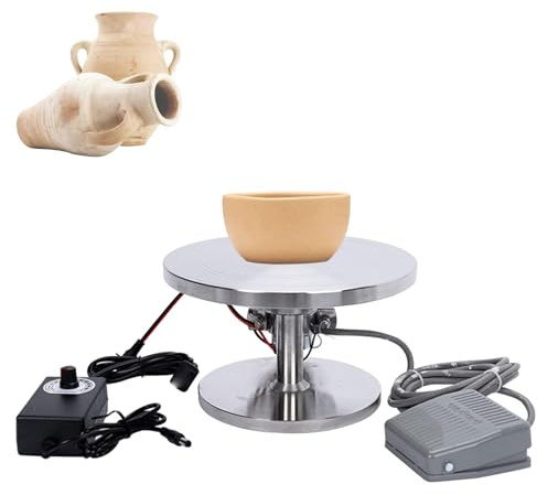 AXGCAA Tornio Elettrico per Ceramica in Acciaio Inossidabile, Mini tornio per Ceramica con Pedale, velocità Regolabile, Strumenti per Modellare la Ceramica, Piatto Girevole da 20 cm