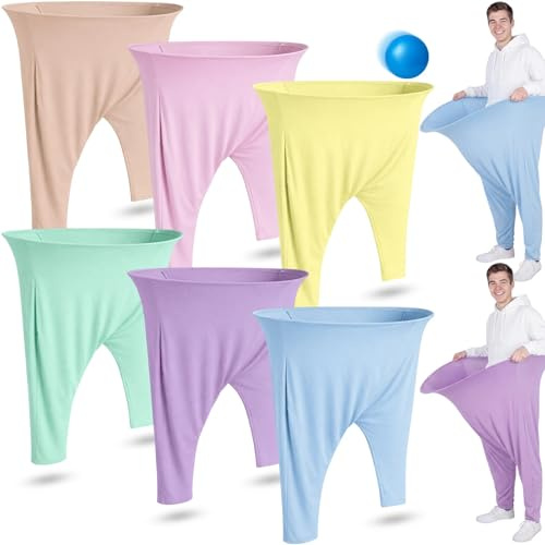 Leitee 6 Pcs Giant Granny Pants Yard Game Set - Bulk Stretchy Tossing Game Props for Parties Field Barbecues Camping Adults Men Women Reunions (Classical,Macaron Color)