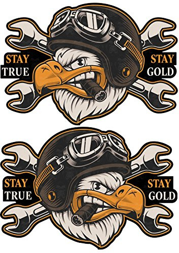 cut-it folientechnik & design MG308 / 2X Aufkleber Adler je 8x5,5cm Eagle Chopper Bobber Biker Motorrad USA Vintage Retro Oldtimer