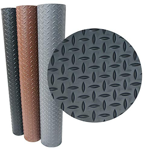 Goodyear Revêtement de Sol en Caoutchouc plaqué Diamant – 3,5 mm x 91,4 cm x 1,8 m – Gris foncé